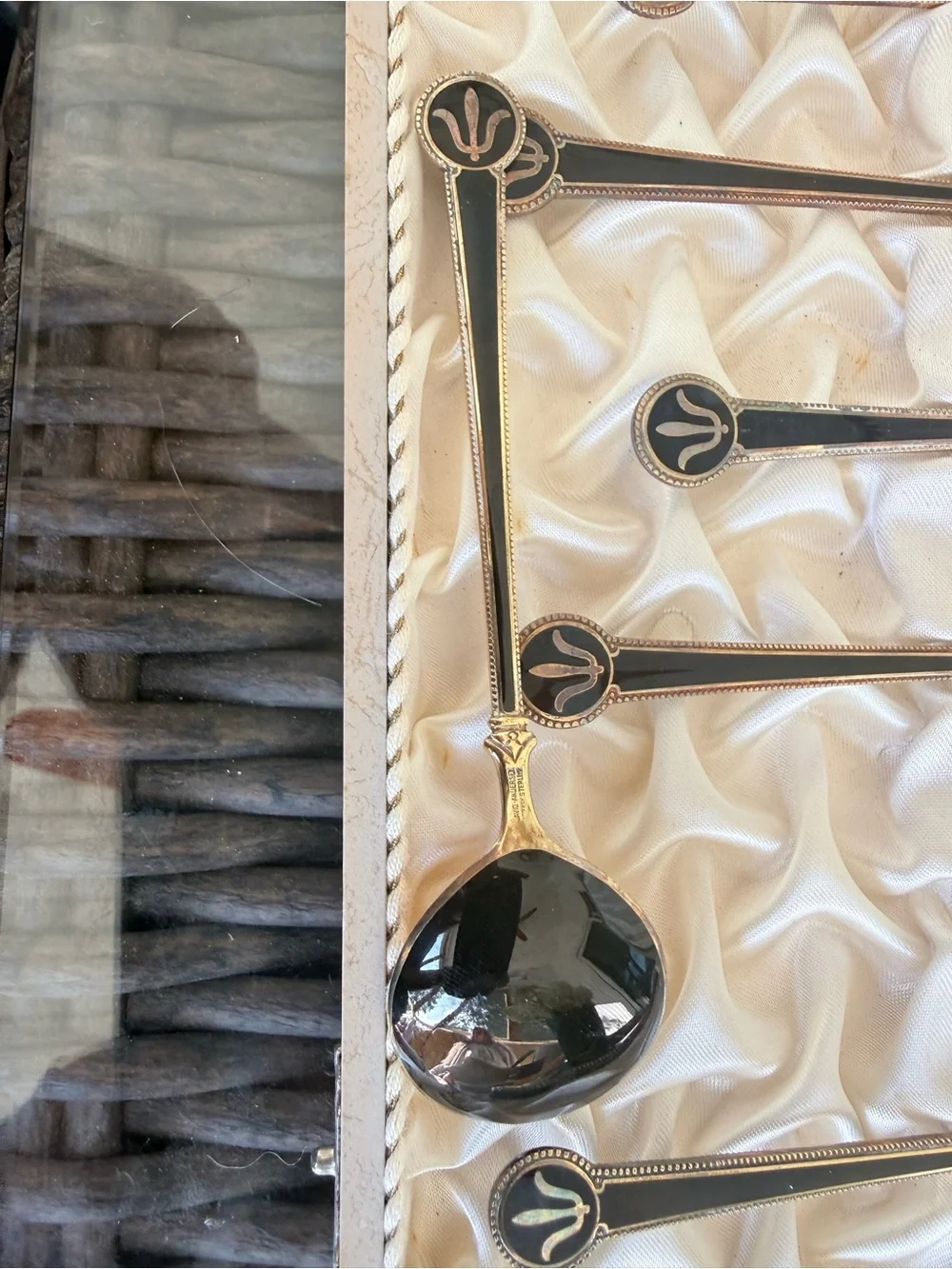 David Anderson sterling silver vermeil and enamel appetizer set